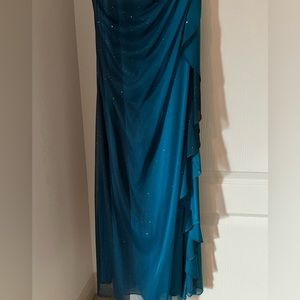 One strap long dress - turquoise color